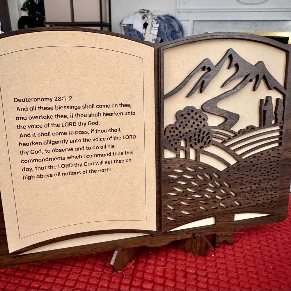 Handmade by me Wood Interchangeable Bible with stand one set and the base